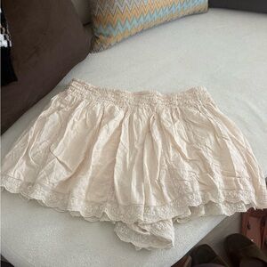 Zara Ivory Lace-Accented Shorts